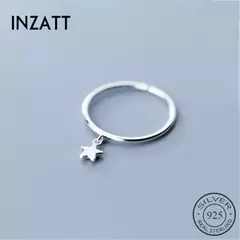 Anillo Ajustable de Plata 925 – Diseño Minimalista en Forma de Estrella