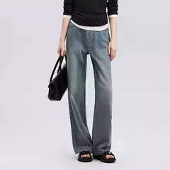 Semir Jeans Mujer realzando pantalones largos de algodón puro otoño 2024 nuevos pantalones de pierna ancha ocultos de carne - comprar en línea