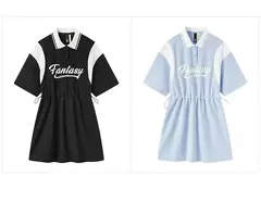 Semir-Vestido corto holgado con contraste de letras para mujer, con cintura ropa Retro, Polo, verano, 2023 - Eleganzie