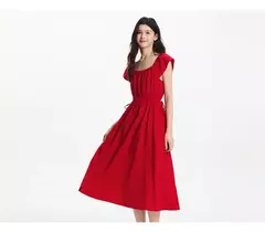 Vestido Semir para mujer, vestido de longitud media con hombros descubiertos y manga aleteada, ajustado a la cintura, novedad de verano de 2025 - Eleganzie