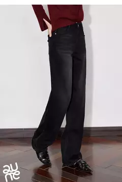 Imagen de TOYOUTH, pantalones vaqueros de mezclilla de lana para mujer, Otoño Invierno 20224, nuevos pantalones largos cálidos gruesos de pierna ancha recta de cintura media