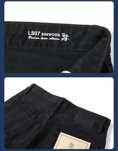 SIMWOOD alto estándar 2025 Primavera Verano nuevo suelto recto 13,8 oz lavado Vintage Jeans hombres Casual pantalones vaqueros - Eleganzie