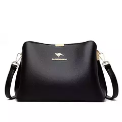 Imagen de Bolso de mano de cuero de alta calidad para mujer, bolsa de hombro multifuncional, de diseñador de lujo, Color sólido