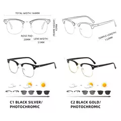 Gafas de sol fotocromáticas clásicas de medio marco para hombres y mujeres, gafas de sol camaleón con remaches Retro, gafas de sol para conducir que cambian de Color a la moda para hombre - comprar en línea