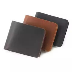Cartera de cuero genuino de vaca para hombre, monedero pequeño plegable Horizontal hecho a mano, diseño Simple, 100% en internet
