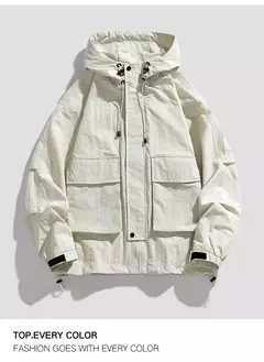 Chaqueta con capucha para hombre, cortavientos de moda juvenil, abrigo deportivo para exteriores, ropa para senderismo y Camping, novedad - online store