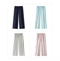 Semir pantalones casuales para mujer que absorben la humedad ajuste relajado pierna ancha 2025 nuevo verano sensación fresca protección solar pantalones largos - tienda en línea