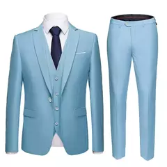 Imagen de Trajes de hombre elegantes, 3 piezas, 2 conjuntos de Blazers, chaquetas de boda, chaleco, pantalones, abrigos formales clásicos de lujo 2025, trajes coreanos