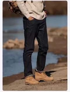 SIMWOOD 2025 Otoño Invierno nuevo ajuste Regular 15oz pantalones vaqueros indecolorables hombres cómodo proceso cepillado forro pantalones vaqueros pesados - buy online