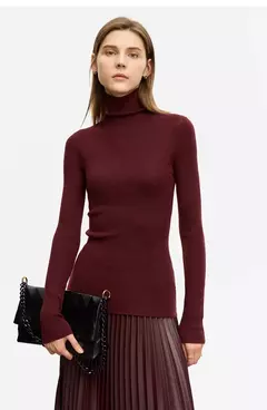 Imagen de AMII suéter minimalista para mujer 2023 invierno nuevo Simple ajustado cuello alto elástico cálido sólido jerseys Mujer 12323075