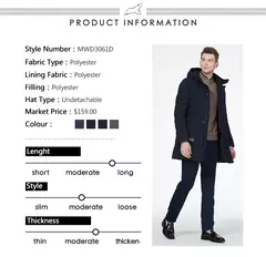 ICEbear 2023 chaquetas de invierno para hombres abrigo de algodón casual parkas acolchadas de longitud media MWD3061D - online store
