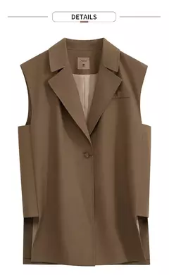 Amii-Chaleco minimalista de otoño para mujer, chaqueta holgada informal sin mangas con abertura con muescas, prendas de vestir a la moda, ropa femenina 12270105
