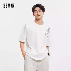 Semir-Camiseta de manga corta con estampado bordado para hombre, Top holgado de media manga con sensación fresca de verano para aspecto informal y elegante, 2025 - Eleganzie
