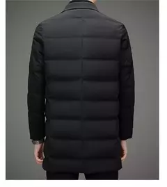 Chaqueta de plumón elegante y guapo para hombre, traje de negocios informal de longitud media, cuello de bufanda, coa de invierno, alta calidad, 2024