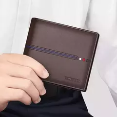 Cartera de cuero con protección RFID para hombre, monedero pequeño de cuero de vaca para negocios, regalos de moda para padre - comprar en línea