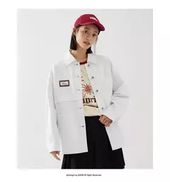 Semir-chaqueta vaquera de longitud media para mujer, chaqueta holgada de algodón puro Jacquard, con solapa, a la moda, otoño - comprar en línea