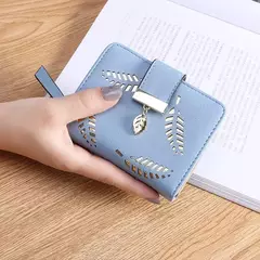 Cartera de moda para mujer, monedero de cuero PU para teléfono, bolsa de hojas huecas para mujer, bolso de mano para mujer, tarjeteros, carteras largas - Eleganzie