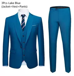 Traje elegante para hombre para boda, 3 piezas, 2 conjuntos, chaquetas, chaleco, pantalones, Blazers, abrigos formales de negocios para novio, disfraz 2025 - tienda en línea