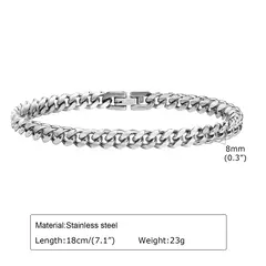Imagen de Vnox-pulsera de cadena cubana para hombre y mujer, brazalete de eslabones Curb de acero inoxidable sólido, joyería de 6/8/10/12mm