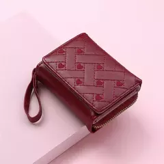 Cartera bordada corta Love Zero para mujer, hebilla de cremallera, bolso de tarjeta de gran capacidad, moda versátil Simple - comprar en línea