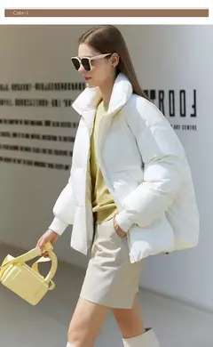 AMII minimalista 2024 nueva chaqueta de plumas para mujer abrigo de pan sólido corto mujer calidad moda suelta prendas de vestir exteriores de invierno 12344023 - Eleganzie