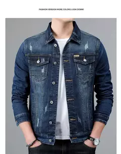 Nueva chaqueta vaquera de algodón informal para hombre de primavera, abrigo vaquero azul Retro lavado ajustado a la moda de estilo clásico, ropa de marca masculina