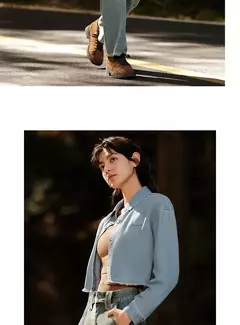 Semir-Camisa vaquera para mujer, Top corto de manga larga, holgado, versátil, 2024 - tienda en línea