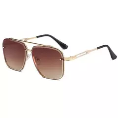 Gafas de sol cuadradas de Metal de lujo para hombre y mujer, lentes de sol de piloto grandes a la moda, clásicas, negras, para aviador, para conducir y viajar - Eleganzie