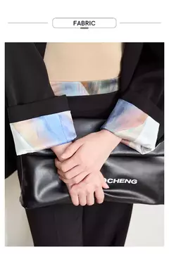 Amii-abrigo de sastre minimalista para mujer, chaqueta holgada de longitud media con cuello de solapa y estampado de retazos, para oficina, novedad de otoño, 2024, 12443016 - comprar en línea