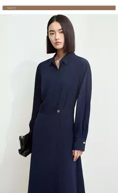 AMII minimalista 2024 otoño mujer solapa nueva camisa suelta falda viajero botón geométrico oblicuo falso vestido de dos piezas 12443194 on internet