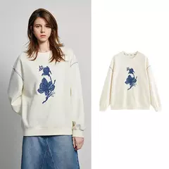 TOYOUTH-Sudadera con bordado de flores para mujer, jersey de manga larga con cuello redondo, ropa de calle, Tops, novedad de primavera 2024 - comprar en línea