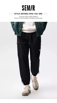 Semir pantalones casuales hombres ropa de trabajo suelta primavera cordón estilo deportivo pantalones con puños pantalones largos estampados de moda cepillados
