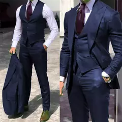 Trajes de esmoquin de boda elegantes, traje de novio ajustado de 3 piezas para hombres, traje de padrino de boda, negocio Formal barato para hombre (chaqueta + chaleco + pantalones)