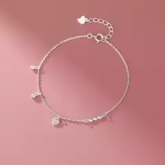 Pulsera de Plata 925 Chapada en Oro 14K con Corazones de Circón – Minimalismo - comprar en línea