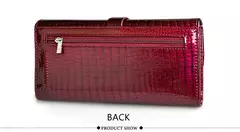 Bolsos de mano de cuero genuino para mujer a la moda Carteras de diseño de lujo Monederos largos brillantes 2022 Bolso de mano elegante para mujer