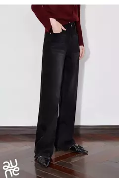 TOYOUTH, pantalones vaqueros de mezclilla de lana para mujer, Otoño Invierno 20224, nuevos pantalones largos cálidos gruesos de pierna ancha recta de cintura media - tienda en línea
