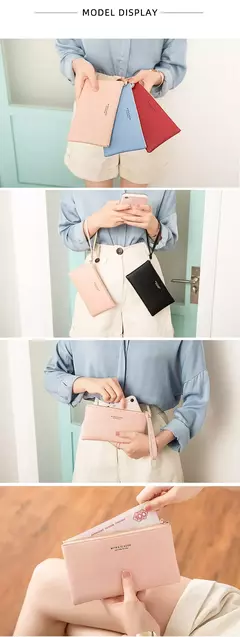 Nueva cartera minimalista con cremallera para monedas, bolsa de almacenamiento para tarjetas de crédito de cuero PU de alta calidad, cartera larga ultrafina para mujer - comprar en línea