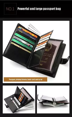 Billetera corta para hombre, monedero informal con cremallera, monedero pequeño para pasaporte - comprar en línea