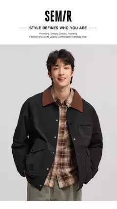 Chaqueta Semir para hombre, ropa de trabajo con solapa de pana de retales, prendas de vestir exteriores, Top Vintage de moda, primavera 2025 - online store