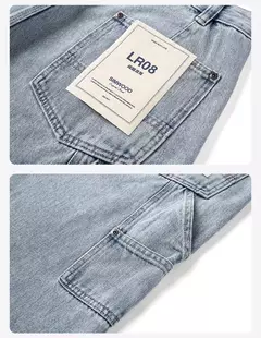 SIMWOOD 2025 Primavera Verano nuevos pantalones vaqueros sueltos relajantes para hombres pantalones vaqueros Cargo de tela de 11oz on internet