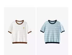 TOYOUTH-prendas de punto para mujer, Tops ahuecados con cuello redondo y contraste de Color, novedad de verano 2024