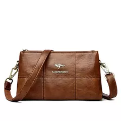Bandolera de cuero suave con hilo de dos capas, bolso cruzado de lujo para mujer, bolsos pequeños a cuadros para mujer y bolso de mano, bolso principal - Eleganzie