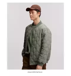 Image of Semir-Chaqueta de algodón con textura de rombos para hombre, chaqueta fina de béisbol, acolchada, ligeramente arrugada, a la moda, invierno, 2024
