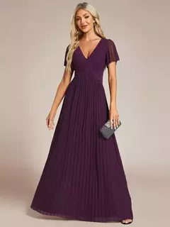 Vestidos de Noche elegantes, tela de malla con cintura con lazo y escote en V profundo brillante, vestido de dama de honor Ever Pretty of Teal 2025 - comprar en línea