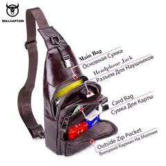 Bolso BULLCAPTAIN, bolso de pecho de cuero genuino, bolso cruzado informal de estilo a la moda para hombre, equipaje de negocios de cuero de gran capacidad para hombre - tienda en línea