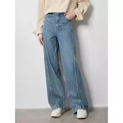 TOYOUTH-pantalones vaqueros de pierna ancha para mujer, Vaqueros largos de tiro alto con abertura, diseño perezoso, Otoño, 2024 en internet