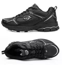 Image of BONA, nuevos zapatos clásicos de estilo para correr para hombre, zapatos deportivos con cordones para hombre, zapatillas deportivas de cuero para correr al aire libre, cómodas