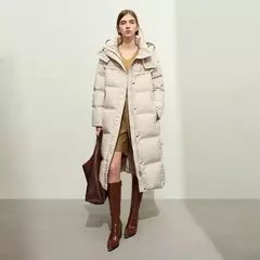 Imagen de AMII-Abrigo acolchado de plumón minimalista para mujer, abrigo largo con capucha y cinturón, ligero y cálido, ropa de abrigo de moda para invierno, 2023, novedad de 12344187