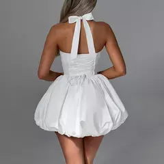 Minivestido Halter de burbujas para mujer, vestido elegante de verano sin mangas con lazo y espalda descubierta, Vestido corto para fiesta de noche y Club, ropa de calle Y2K - Eleganzie