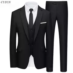 Traje elegante para hombre, boda, 3 piezas, 2 conjuntos, Blazers, chaquetas completas, chaleco, pantalones, moda Formal, abrigos de lujo, traje clásico 2025
